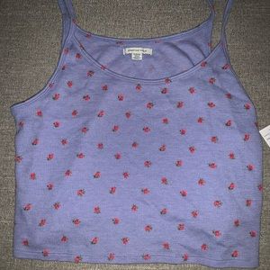 Lavender crop top with red roses